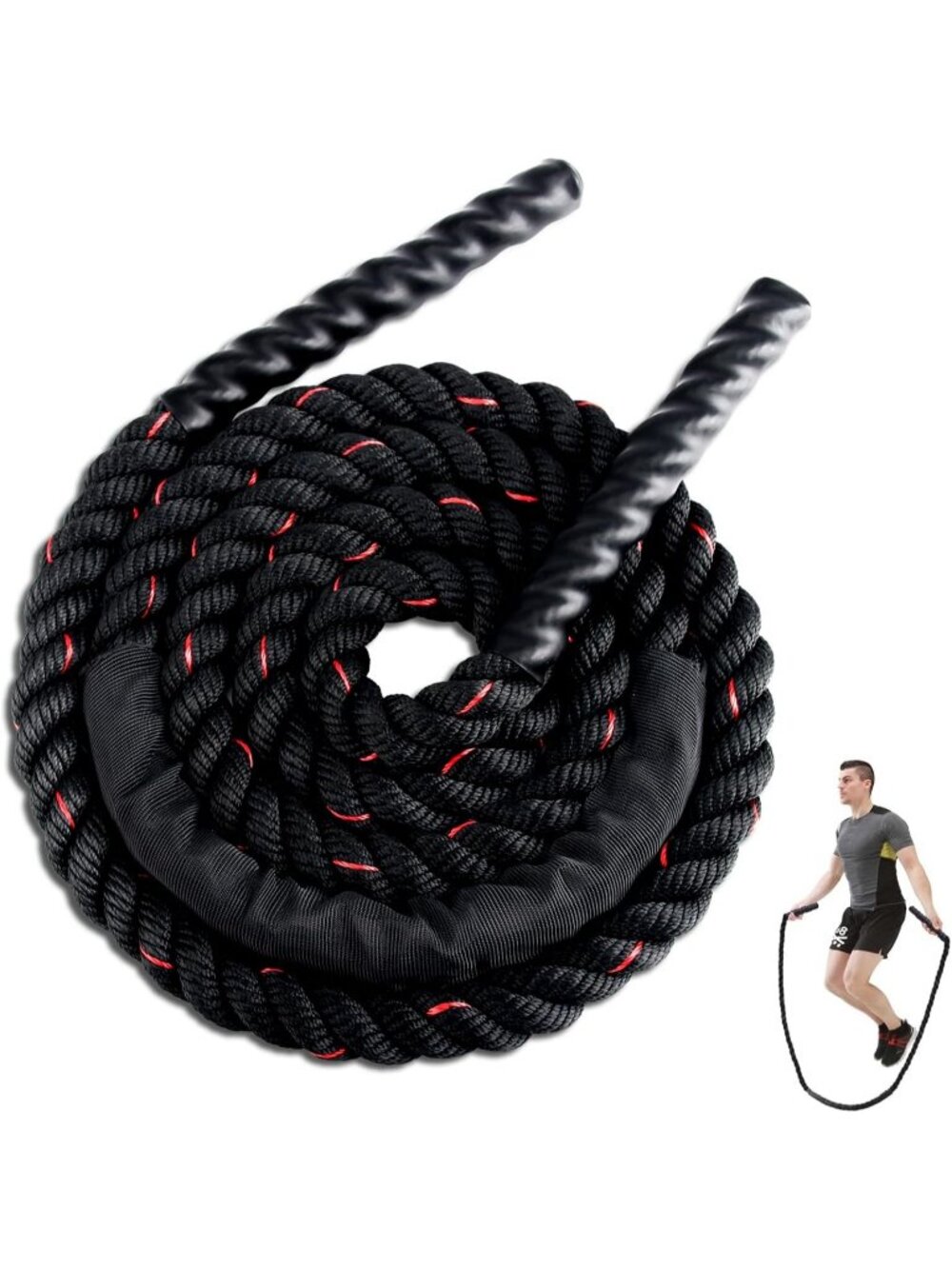 Heavy Weighted Jump Black Rope Adult Exercise Fitness Skipping Battle Rope